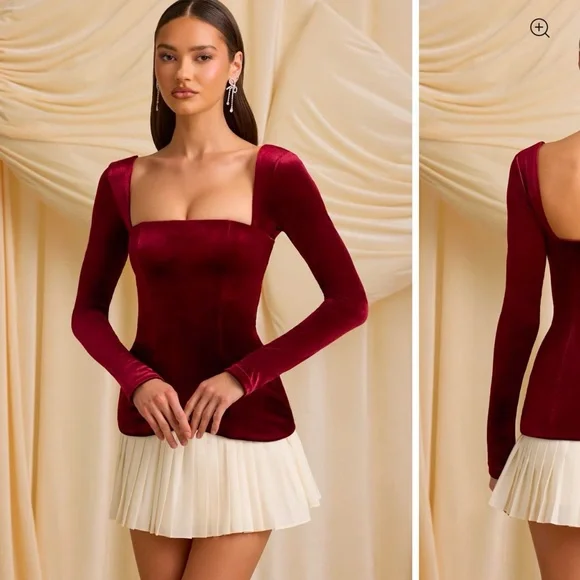 strapless open back dress The Bailey Fitted Red Dress with Lace Details 2 main image 0